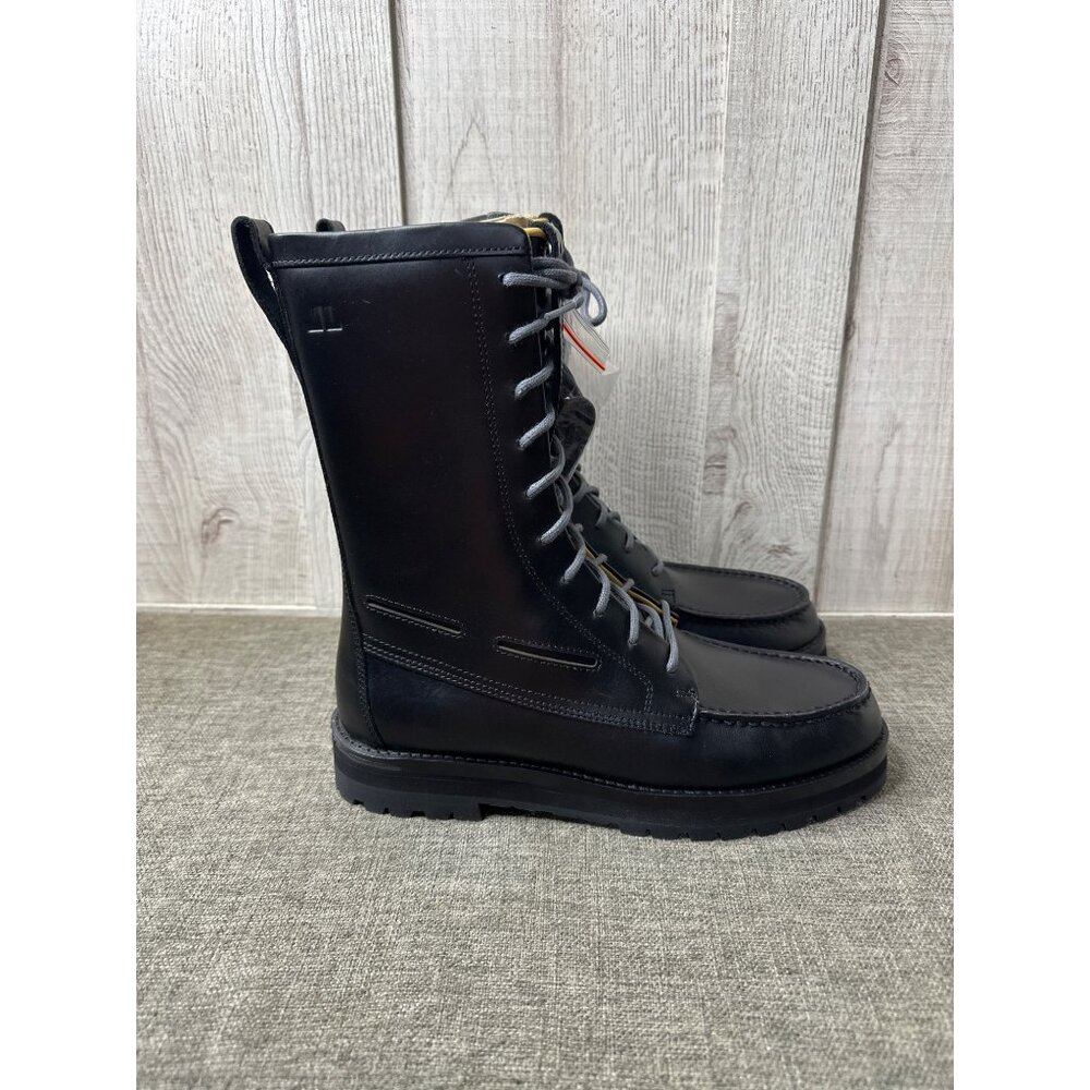 Sperry x John Legend Mens Sz 10 Tall Black Leather Lace-Up Boots w/ Side Zipper - Picture 2 of 11